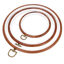 Glarks 3Pcs Circle Embroidery Hoops Set, 4.3In 6.69In 8.26In Imitated Wood Display Frame, Reusable Cross Stitch Hoop Ring with Mental Buckle Ideal for Art Craft DIY Sewing and Hanging Ornaments Decor