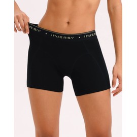 INNERSY Women's 4" Inseam Boxers Briefs Cotton Boyshorts Underwear Ladies Panties 3-Pack(3 Black,Small)