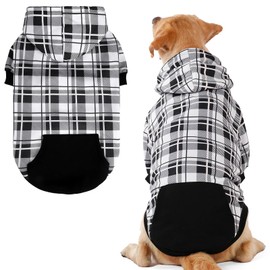 EXPAWLORER - Sudadera con capucha para perro, estilo británico con agujero para correa, ropa de Pitbull, ropa de invierno para todas las razas, ropa para cachorros, niñas, niños, gatos (negro y blanco