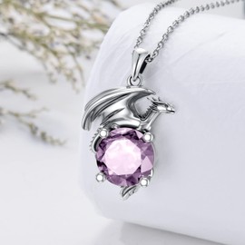 PYTALI Dragon Necklace for Women/Men Sterling Silver Necklace with Birthstone Gift for Women/Men(alexandrite)