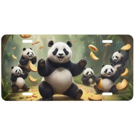 Dancing Panda Bears License Plate 6 X 12 Inches New Aluminum