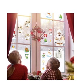 Christmas Window Clings Santa Claus Window Stickers Reindeer Xmas Tree Snowman