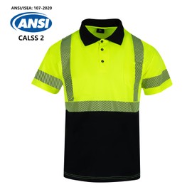 VENDACE Hi Vis Reflective Safety Polo Shirts for Men ANSI Class 3 High Visibility Construction Work T Shirts Short Sleeve(Yellow,L)