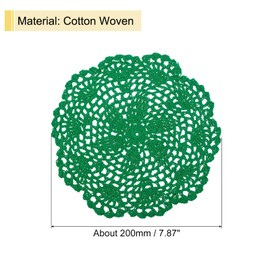 uxcell Crochet Doilies, 4Pcs 8 Inch - Handmade Crochet Cotton Coaster, Round Lace Placemats with Floral for Wedding Party Decoration (Christmas Green)