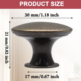Jiozermi 6 Pcs Breen Bronze Round Antique Brass Kitchen Cabinet Knobs Drawer Handle Pulls Cupboard Door Knobs Dresser Knobs with 12 Pack Screws for Bathroom Drawer Door Hardware