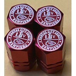 Engraved Kansas City Chiefs Tire Valve Stem caps 4 Pk, error no C in champion