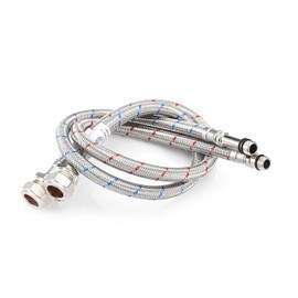 Home Range 600 mm WRAS-zugelassenes Paar M12 x 15 mm, 4 Längen, flexibler geflochtener BSP-Schlauch, Edelstahl, Badewannenhahn, Flex-Anschlüsse, 10 bar Druck, max. 90 °C, langlebige, auslaufsichere