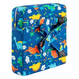 Holdfiturn Toddler Booster Seat with Straps Baby Kid Infant Demountable Adjustable Washable Portable Dining Chair Pad Chair Increasing Cushion Blue Dinosaur
