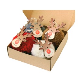 BoBoU Christmas Decorations Large Reindeer Set of 4 Wooden and Felt Christmas Tree Decorations Christmas Tree Decoration Christmas Tree Decoration Gift Decoration