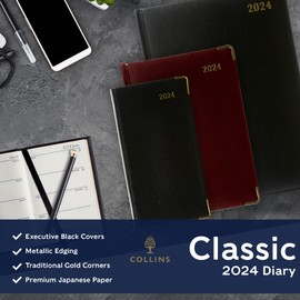 Collins Debden Classic 2024 Diary Compact Week to View Business Planner (Appointments) - Business Planner and Organiser - January to December 2024 Diary - Weekly - Black - 1270V.99-24
