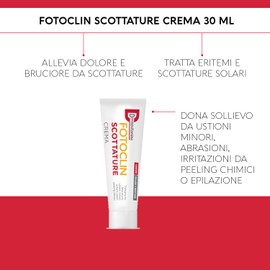 Dermovitamina Fotoclin Scottature Crema - Crema per il Trattamento di Bruciature, Ustioni Minori, Eritemi Solari e Peeling Chimici - Contro Dolore e Bruciore - Doposole - Senza Cortisone - 30ml