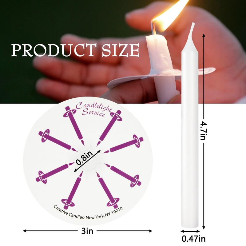 Wfmolcand 200 White Taper Candles with Drip Protectors Smokeless and