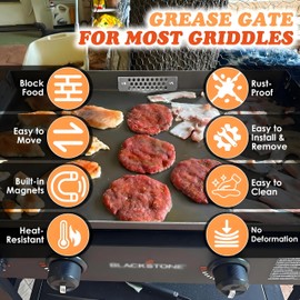 Griddle Accessories of Blackstone Grease Gate Blocker,Grease Gate for Blackstone Griddle,Block Food from Falling into Rear Grease Trap,Movable&Magnetic,Stainless Steel&Heat-Resistant,Rust-Proof(2PCS）