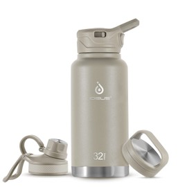 IDEUS Vacuum Insulated Water Bottle, 32 oz Stainless Steel Water Bottles with Straw, Chug and Spout Lid, Reusable Metal Water Bottle Leak Proof Gym Water Bottle, BPA-Free(Celadon)