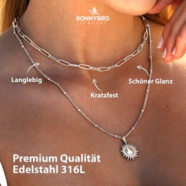 BONNYBIRD® Women's BonnyLink Link Premium Necklace without Pendant Made of Stainless Steel in Silver, Gold & Rose Gold, 100% Waterproof and Skin-Friendly, Stainless Steel