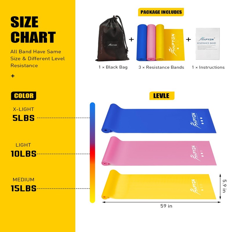 Resistance Bands, Exercise Bands, Physical Therapy Bands for Strength Training,