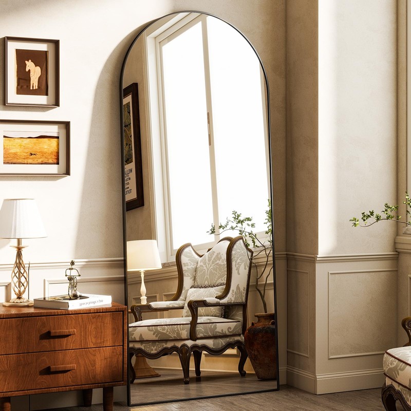 HARRITPURE 64"x21" Arched Full Length Mirror Free Standing Leaning Wall-Mounted