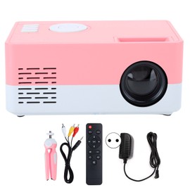 Mini Portable Projector LED Home Theater Video Media Player Projector with Rack 100‑240V White Pink EU Plug