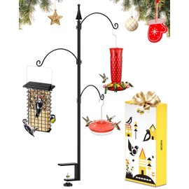 iBorn Bird Feeder Hook for Deck Railing Outside Hanging for Hummingbird Feeders Deck Hanger,3 Hooks 360 Degree Swivel,Attracting Birds Shepard Hook for Bird Feeders (Feeders are Not Included)