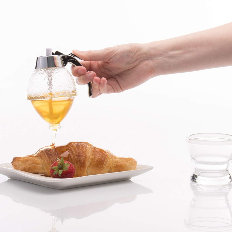 Westmark Honigbirne/Honig-Dosierer mit Untersatz, Fassungsvermögen: 200 ml, Wabenmuster, Glas/Kunststoff, Deluxe,