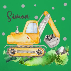 Geschenk mit Namen personalisiert by Shirtracer - Children's Apron Children Boys Girls – Digger Driver Gift, 1 x Green