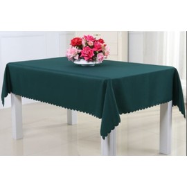 Happiness Store Tablecloth, Solid, Simple, Ruffle, Tapple, Fashionable, Rectangle, Square, Christmas, Green, Moss Green, 53.1 x 70.9 inches (135 x 180 cm)