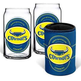 North Queensland Cowboys NRL Rugby League Can Glasses and Can Cooler