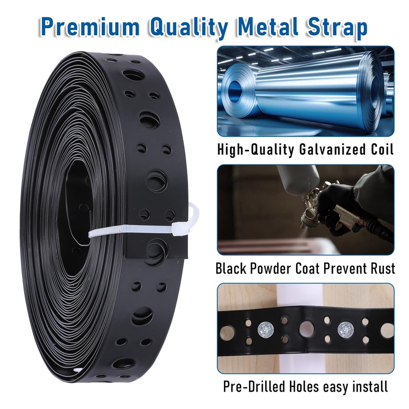 Metal Strap 1-Inch x 33FT 0.6mm Bendable Pipe Hanger Thin