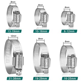 Leryati 10 Pcs Hose Clips 6-12mm, Leryati Small Hose Pipe Clips Clamps, 304 Stainless Steel Hose Screws Clips Worm Drive Pipe Clamps Clip for Workholding Devices Tube Pipe Clamps