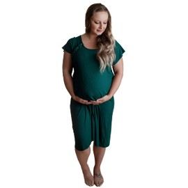 Three Little Tots Plus Size Labor and Delivery Hospital gown Maternity Nursing Nightgown Multi (Ribbed Green, Plus Size)