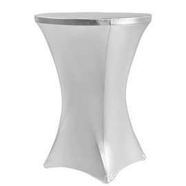 ANMINY Highboy Spandex Cocktail Table Covers Metallic Glitter Stretch Fitted Cocktail Tablecloth Linens for 32 x 43 Inch Round Tables Washable Decorative High Top Table Covers - Silver