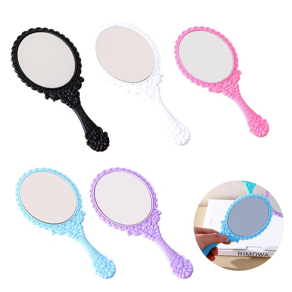 SEPWGUMD Handspiegel im Prinzessenstil, Kompaktspiegel, Vintage-Stil, mit Handgriff, praktisch, süß,