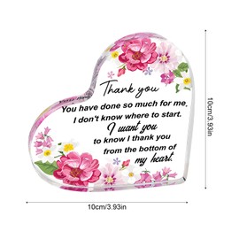 Rumyve Acrylic Heart Shaped Desktop Plaque - Transparent Crystal Thank You Gift for Teachers, Friends, and Colleagues