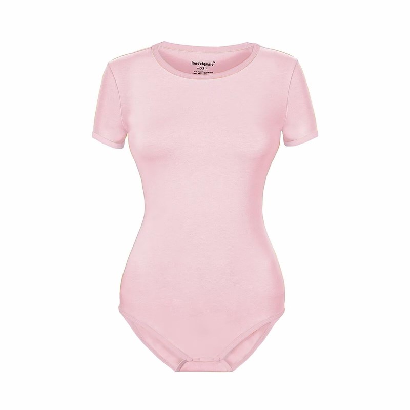 Landofgenie Women's Cotton Bodysuit Onesie Pyjamas One Piece Tops, pink