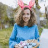 Plush Bunny Ears Headband Glitter Easter Headbands for Women Girls