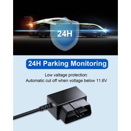 YKT Dash Cam OBD Hardwire Kit, Dash Camera Power Cable Type C Port 11.6-16V to 5V/2.5A with Low Voltage Protection 24h Parking Monitor for Dashcam, GPS (Type-C) (Fit for All Dash Cam)