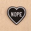 Acxico 5Pcs Nope Black Heart Iron-On/Sew-On Embroidered Patch, Gothic Punk
