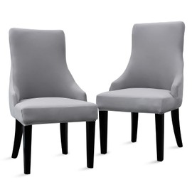 Liykimt Stretch Wingback Side Chair Slipcover-Accent Chair Cover Slipcover with Arm,Washable Upholstered Arm Dining Chair with Nailed Trim Protector for Dining Living Room Set of 2,Light Gray