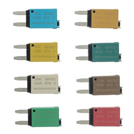 BOJACK ATM Manual Resettable Fuse Low Profile Mini Blade Fuses 5A 6A 7.5A 10A 15A 20A 25A 30A Amp Automotive Circuit Breaker Fuses DC 12V 28 Volts Boat Marine RV Car Truck (8 pcs Mixed