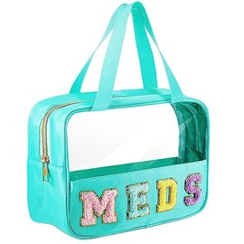 Bolsa de Chenilla con Letras Bolsa de Maquillaje de Nailon Portátil con Cremallera Estuches de Almacenamiento de Artículos de Tocador Cosméticos para 