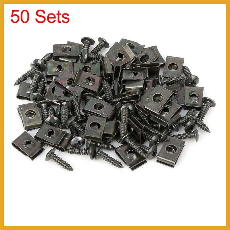 Partuto 50 Sets 4.2x16mm U Clip Screw Assortment Car Clips