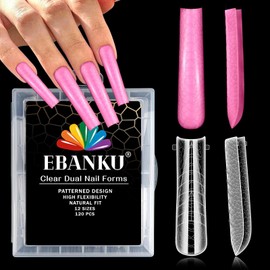 EBANKU Nail Forms for Builder Extension Gel 3D Snake Pattern Poly Gel Nail Forms Molds Stiletto Coffin Nail Extension Tips for Structure Gel Nail Art Manicure Tools-120PCS