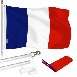 UD_G128 - 6 Feet Tangle Free Spinning Flagpole (Silver) France Brass Grommets Printed 3x5 ft (Flag Included) Aluminum Flag Pole