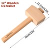 12" Wooden Mallet Manual Ice Hammer Mallet Beech Solid Carpenter