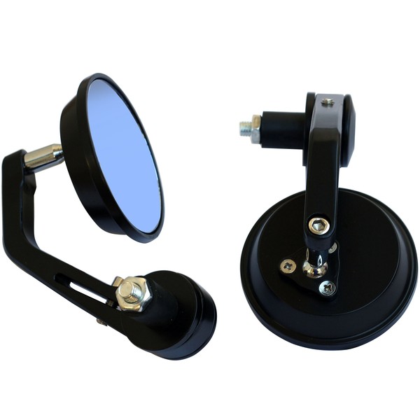 MotorToGo Black Round Bar End Mirrors for 2004 Ducati Monster