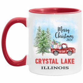 Crystal Lake Mug Crystal Lake Illinois Gifts Travel Souvenir Mug Christmas Mug Ceramic 11oz White