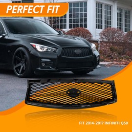 YLT AUTO Front Bumper Cover Upper Grille Replacement Shroud Front Air Inlet with Chrome Trim Fit 2014-2017 for Infiniti Q50…