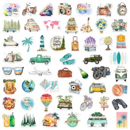 100 Pcs Outdoor Travel Stickers Outdoor Camping Hiking Adventure Stickers Water Bottle Luggage Cups Guitar Notebook Scrapbook Bicycle Graffiti Tags Sticker