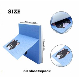 Aacehlh 9 Pack Sticky Notes,50 Sheets/Pad,3x3inch Cat Self-Stick Pads Bright Colors Sticky Note,Square Sticky Notes for Office, Home, School, Meeting (Cat Pattern 9 Packs)