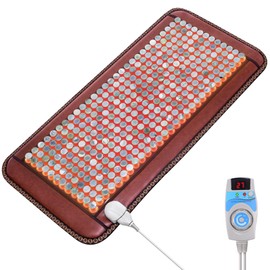 Natural Blue Jade Heating Pad, Infrared Heating Pad, Far Infrared Heating Pads with Travel Bag and Chair Strap, Smart Controller with Memory Function, Auto Shut Off (Brown, 38 in x 24 in)